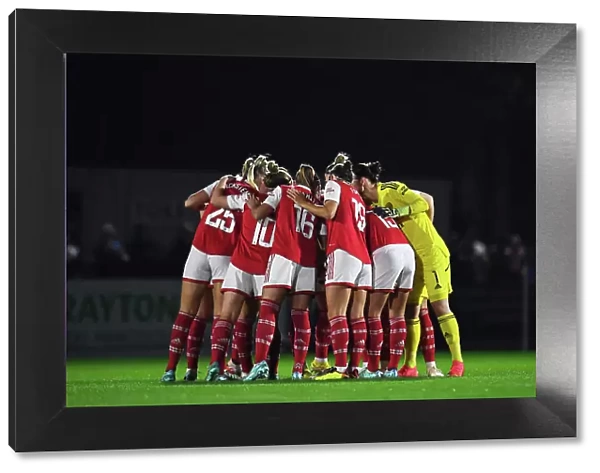 Arsenal Women Huddle Before Kick-off Against West Ham United in FA WSL Match