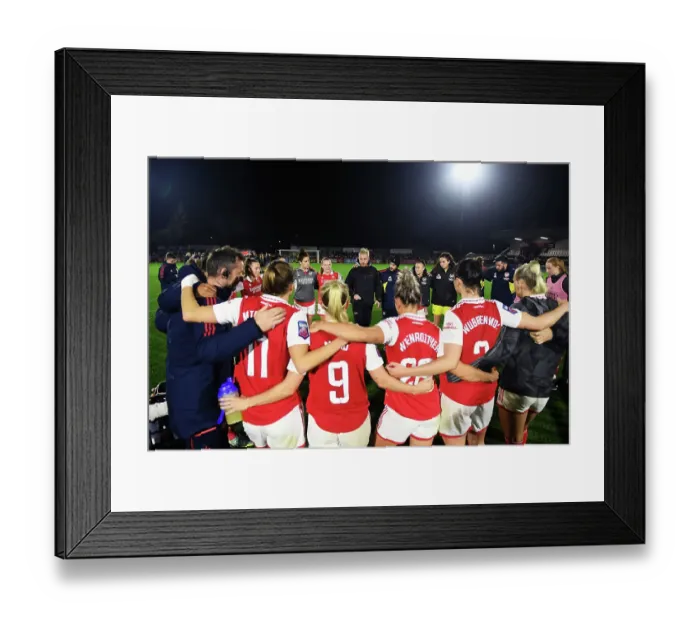 Framed Print : Arsenal Women's Historic Victory: Jonas Eidevall and Team Celebrate Barclays WSL Title Triumph Over West Ham United