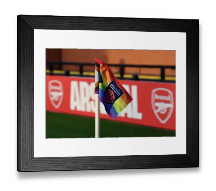 Framed Print : Rainbow Corner Flags: Arsenal Women vs West Ham United, Barclays WSL (2022-23)