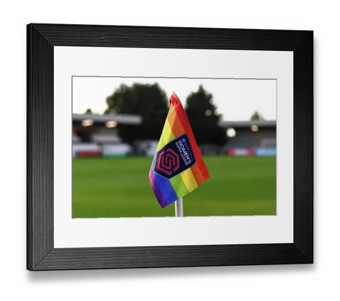 Framed Print : Arsenal vs. West Ham United: Rainbow Laces Match - Vibrant Corner Flags Light Up Barclays Women's Super League Clash Framed Print : Arsenal vs. West Ham United: Rainbow Laces Match - Vibrant Corner Flags Light Up Barclays Women's Super League Clash