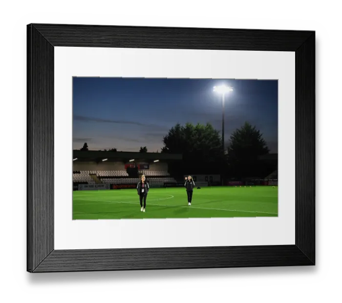 Framed Print : Arsenal Women's Squad Conducts Pre-Match Pitch Inspection Ahead of Arsenal vs West Ham United
