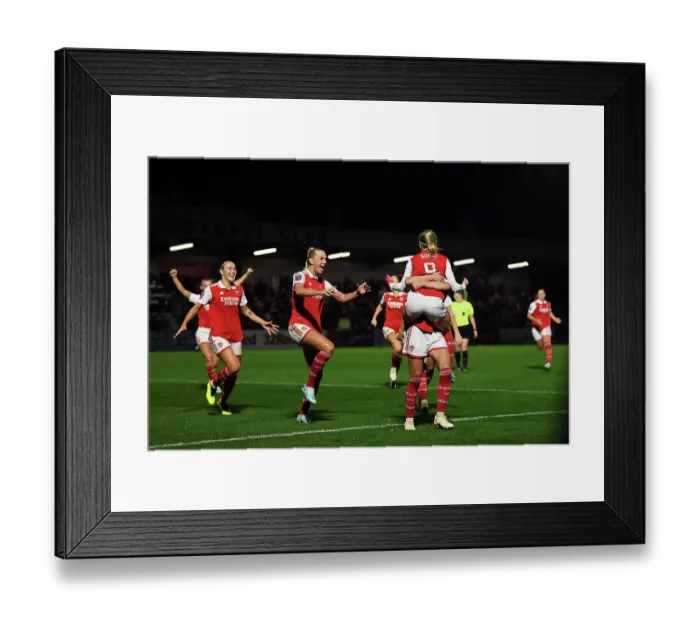 Framed Print : Arsenal Women Celebrate Jordan Nobbs Goal Against West Ham United in FA WSL Match