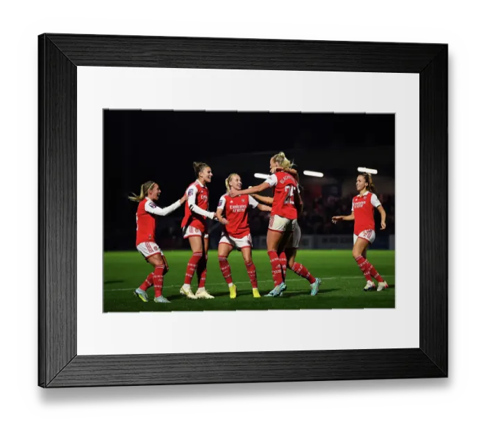 Framed Print : Arsenal Women Celebrate Second Goal Against West Ham United in Barclays WSL Match