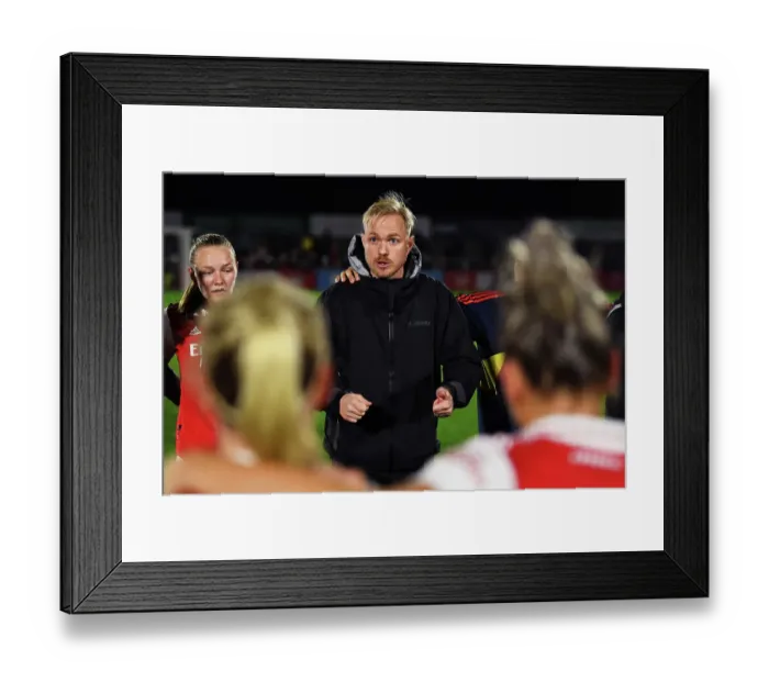 Framed Print : Arsenal Women Clinch Barclays WSL Title: Jonas Eidevall and Team Celebrate Historic Victory Over West Ham United