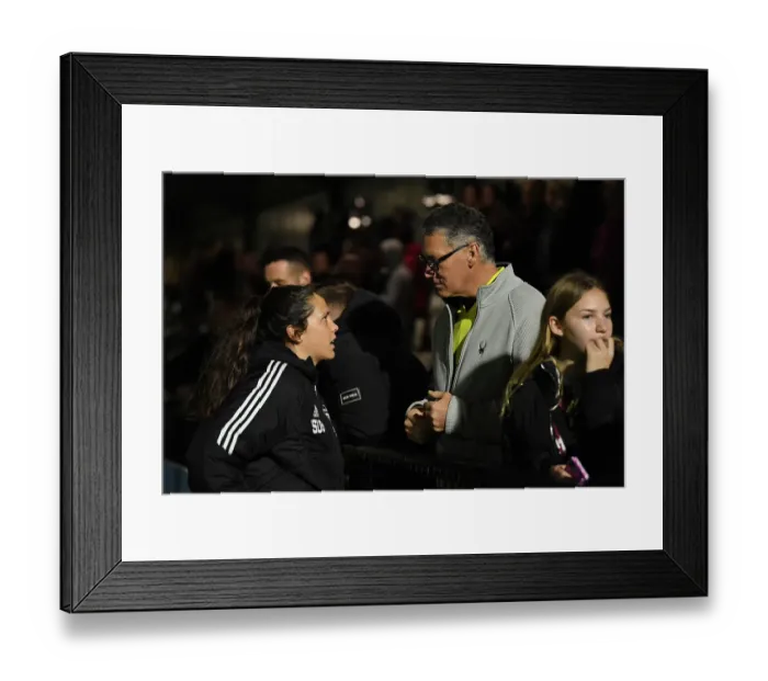Framed Print : Arsenal Women's Victory: Father-Daughter Emotion as Kaylan Marckese Celebrates with Dad