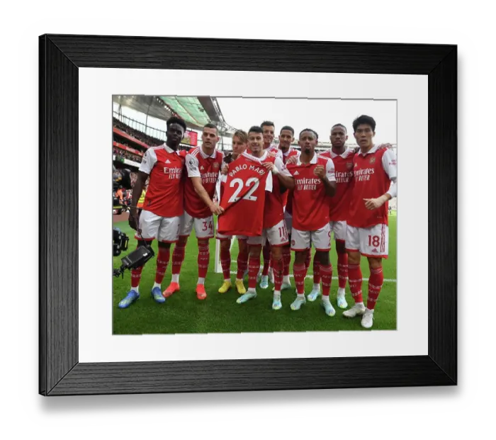 Framed Print : Arsenal Celebrate First Goal vs. Nottingham Forest: Pablo Mari's Shirt Triumph