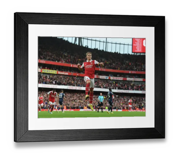 Framed Print : Arsenal's Martin Odegaard Scores Fifth Goal in Thrilling Victory over Nottingham Forest (2022-23) Framed Print : Arsenal's Martin Odegaard Scores Fifth Goal in Thrilling Victory over Nottingham Forest (2022-23)