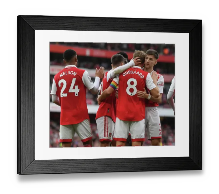 Framed Print : Five-Star Arsenal: Odegaard and Tierney's Epic Goal Celebration (2022-23)