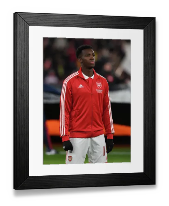 Framed Print : Arsenal's Nketiah Prepares for Arsenal FC vs. FC Zurich: Europa League Showdown at Emirates Stadium