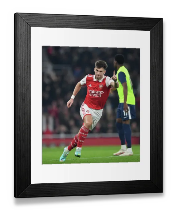 Framed Print : Arsenal's Kieran Tierney Scores the Winning Goal in Europa League Victory over FC Zurich (2022-23)