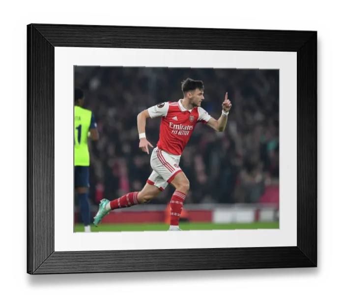 Framed Print : Arsenal's Kieran Tierney Scores the Winning Goal in Europa League Triumph over FC Zurich (2022-23)