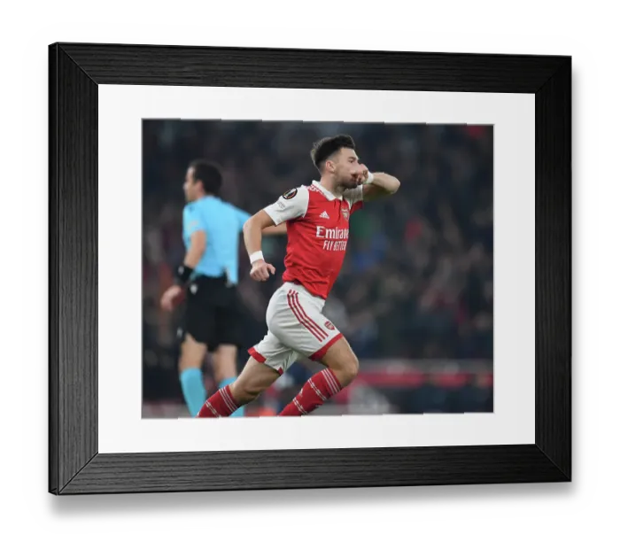 Framed Print : Arsenal's Kieran Tierney Scores the Winning Goal in Europa League Triumph over FC Zurich (2022-23)