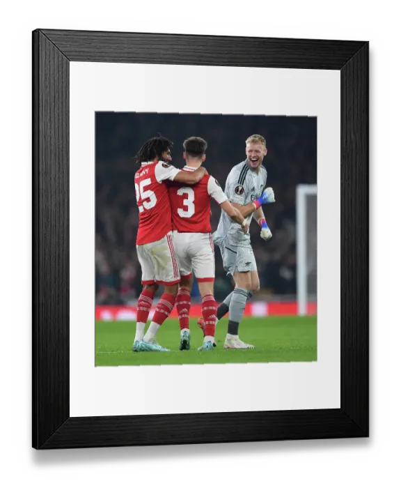 Framed Print : Arsenal Celebrate Kieran Tierney's Goal Against FC Zurich in UEFA Europa League Group A (2022-23) Framed Print : Arsenal Celebrate Kieran Tierney's Goal Against FC Zurich in UEFA Europa League Group A (2022-23)