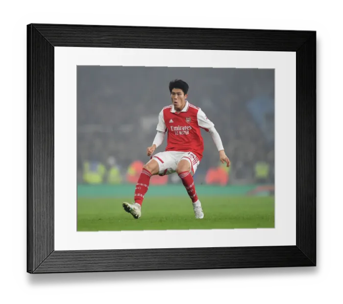 Framed Print : Takehiro Tomiyasu in Action: Arsenal vs. FC Zurich - UEFA Europa League 2022-23