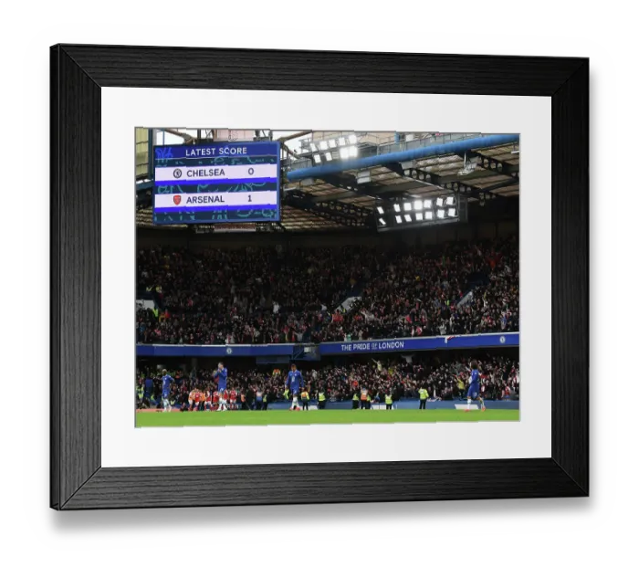 Framed Print : Arsenal Celebrate Goal Against Chelsea in Premier League Clash, London 2022 Framed Print : Arsenal Celebrate Goal Against Chelsea in Premier League Clash, London 2022