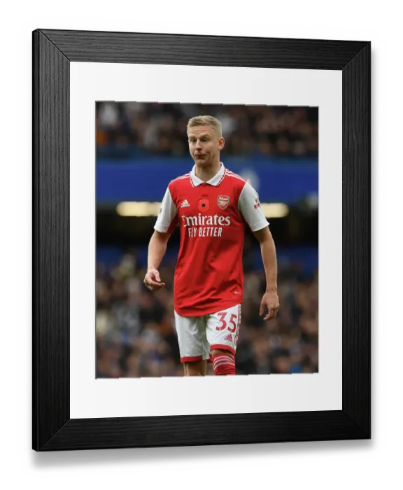 Framed Print : Clash of the Titans: Chelsea vs. Arsenal - A Battle of Giants Featuring Oleksandr Zinchenko (Premier League 2022-23)