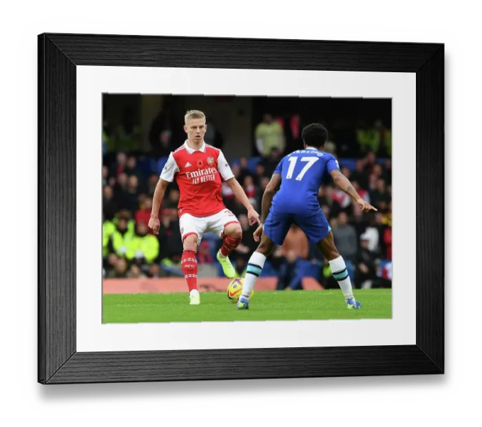 Framed Print : Arsenal's Oleksandr Zinchenko Faces Off Against Chelsea in the Premier League Framed Print : Arsenal's Oleksandr Zinchenko Faces Off Against Chelsea in the Premier League