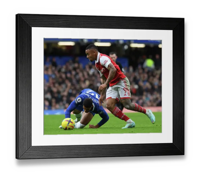 Framed Print : Gabriel Jesus in Action: Chelsea vs. Arsenal, Premier League 2022-23
