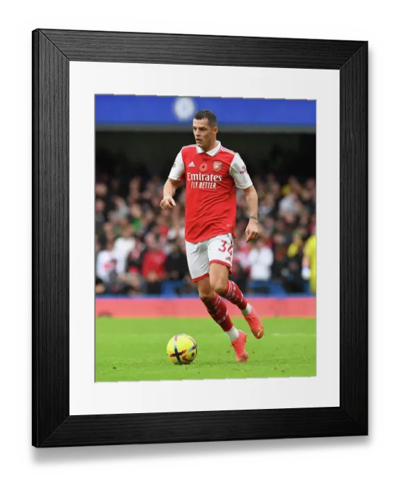Framed Print : Xhaka's Battle at the Bridge: Chelsea vs. Arsenal, Premier League 2022-23