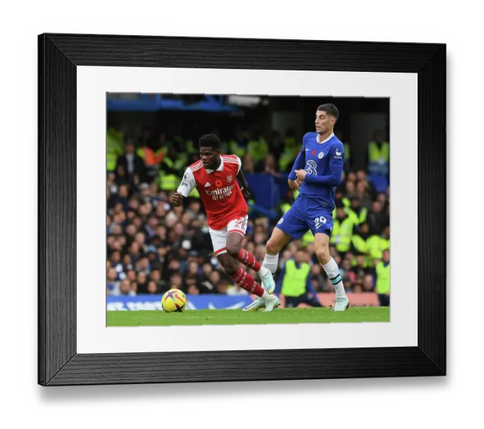 Framed Print : Partey vs. Havertz: A Premier League Battle at Stamford Bridge - Chelsea vs. Arsenal, 2022-23