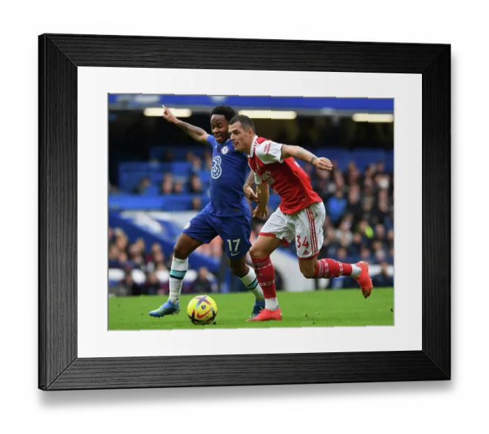 Framed Print : Xhaka vs Sterling: Battle at Stamford Bridge - Chelsea vs Arsenal, Premier League 2022-23