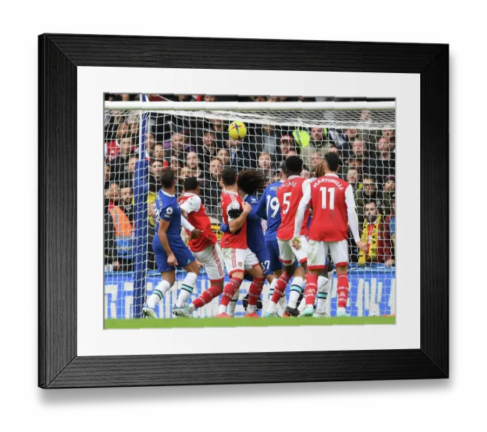 Framed Print : Gabriel Magalhaes Scores the Winner: Chelsea vs. Arsenal, Premier League 2022-23