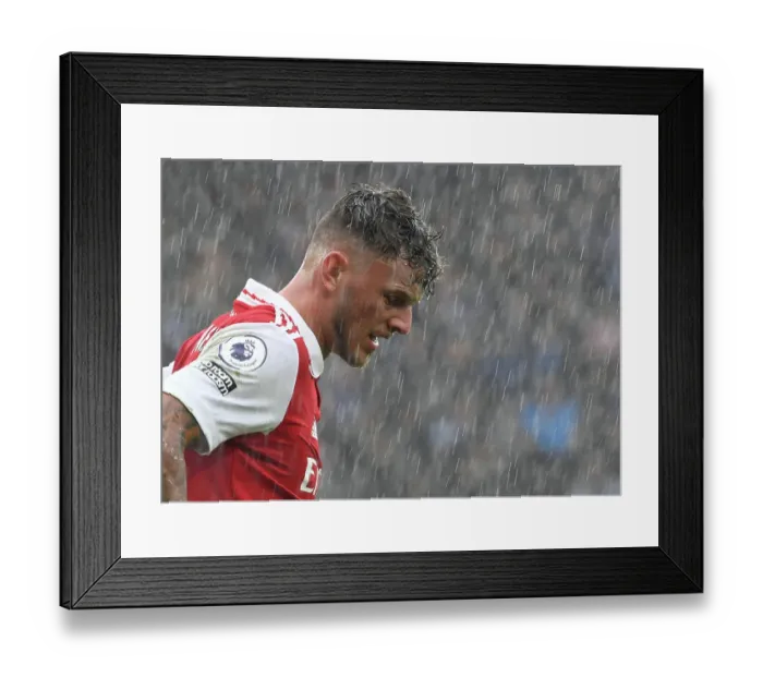 Framed Print : Arsenal's Ben White Faces Off Against Chelsea in Intense Premier League Showdown (2022-23)