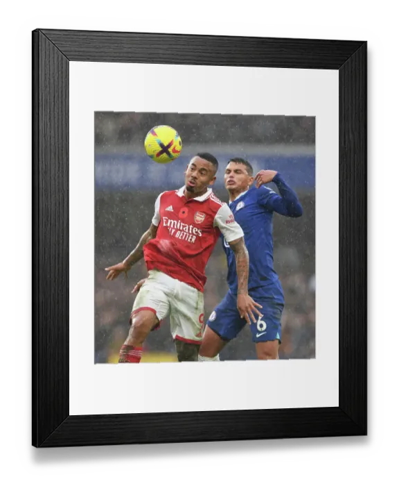 Framed Print : Clash of Titans: Gabriel Jesus vs. Thiago Silva - Chelsea vs. Arsenal, Premier League 2022-23