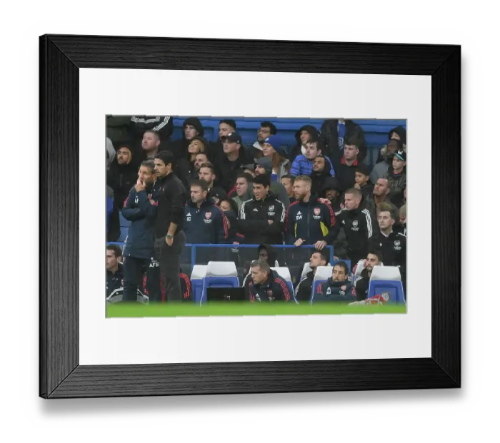 Framed Print : Arsenal Manager Mikel Arteta Conferring with Assistant Coach Albert Stuivenberg during Chelsea vs Arsenal, Premier League 2022-23 Framed Print : Arsenal Manager Mikel Arteta Conferring with Assistant Coach Albert Stuivenberg during Chelsea vs Arsenal, Premier League 2022-23
