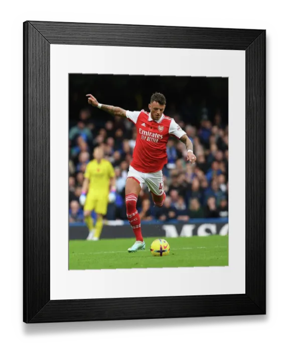 Framed Print : Arsenal's Ben White Faces Off Against Chelsea in Intense Premier League Showdown (2022-23)