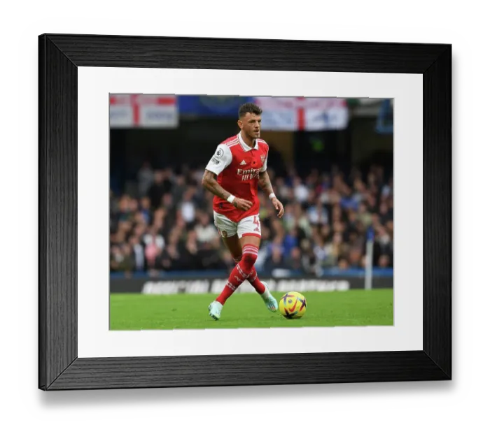 Framed Print : Arsenal's Ben White Faces Off Against Chelsea in Intense 2022-23 Premier League Showdown