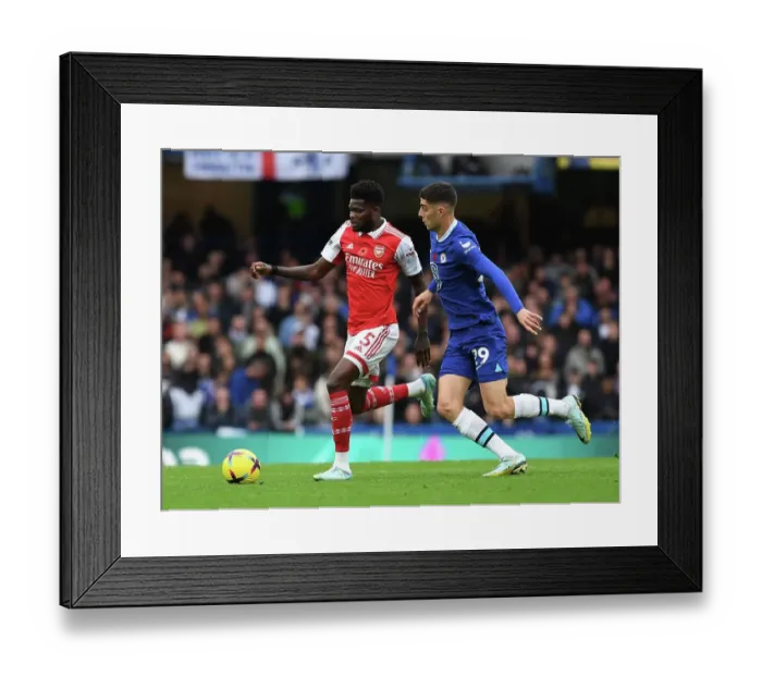 Framed Print : Thomas Partey vs. Kai Havertz: Battle at Stamford Bridge - Chelsea vs. Arsenal, Premier League 2022-23