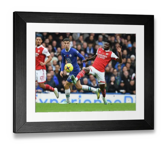 Framed Print : Thomas Partey vs. Kai Havertz: A Midfield Showdown - Chelsea vs. Arsenal, Premier League 2022-23