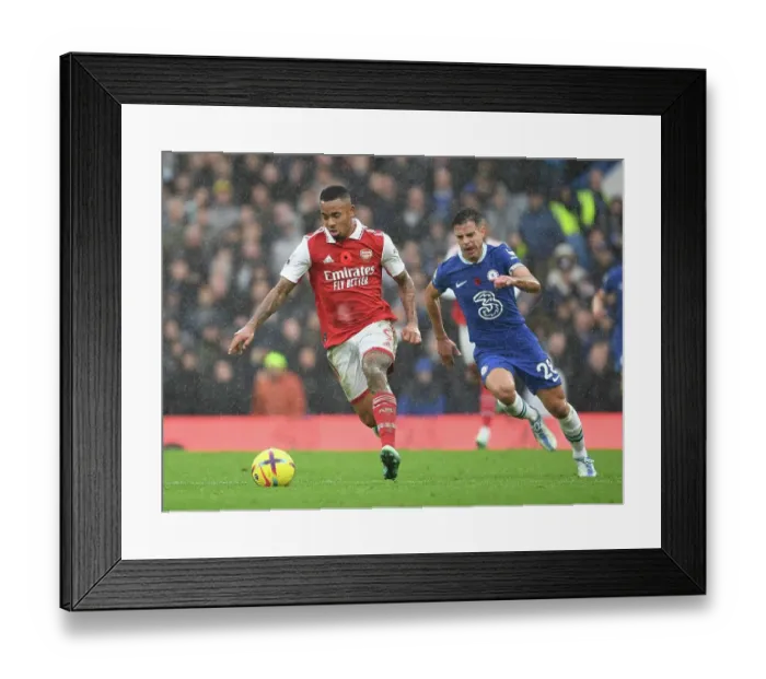 Framed Print : Gabriel Jesus Breaks Past Azpilicueta: Chelsea vs. Arsenal, Premier League 2022-23