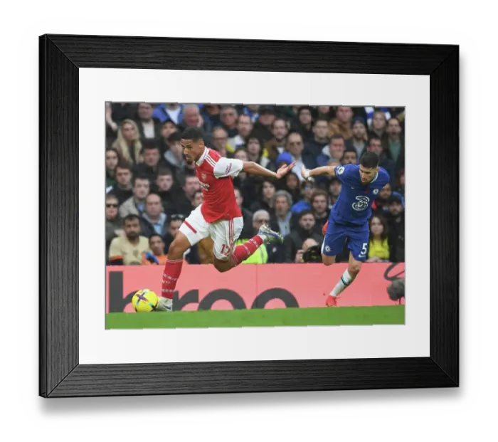 Framed Print : William Saliba's Breakthrough: Arsenal vs. Chelsea, Premier League 2022-23 Framed Print : William Saliba's Breakthrough: Arsenal vs. Chelsea, Premier League 2022-23