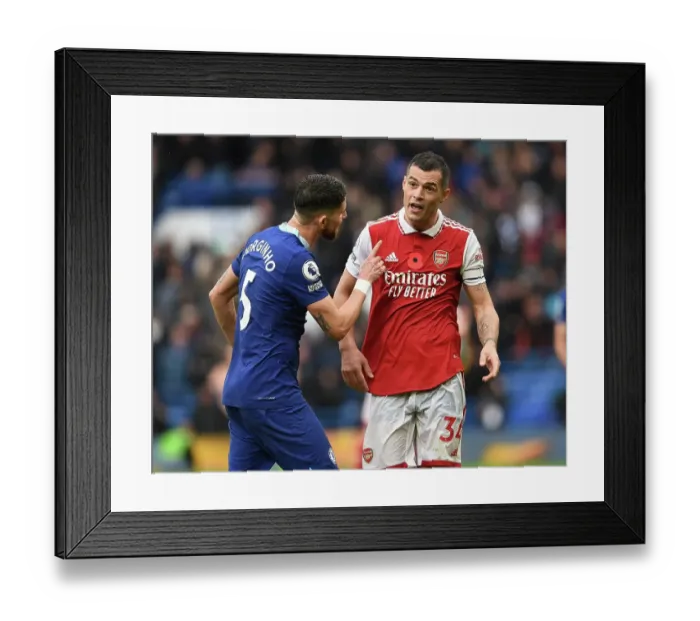 Framed Print : Clash of Titans: Xhaka vs. Jorginho - Chelsea vs. Arsenal, Premier League 2022-23 Framed Print : Clash of Titans: Xhaka vs. Jorginho - Chelsea vs. Arsenal, Premier League 2022-23