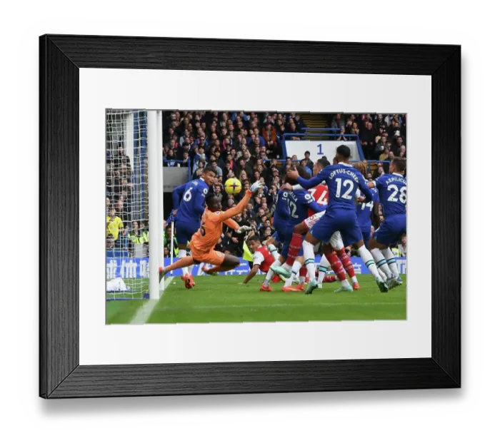 Framed Print : Saka Scores the Stunner: Chelsea vs. Arsenal, Premier League 2022-23 Framed Print : Saka Scores the Stunner: Chelsea vs. Arsenal, Premier League 2022-23