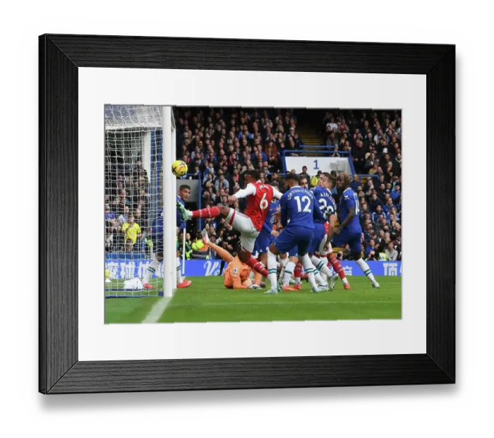 Framed Print : Gabriel Scores the Stunner: Chelsea vs. Arsenal, Premier League 2022-23 Framed Print : Gabriel Scores the Stunner: Chelsea vs. Arsenal, Premier League 2022-23