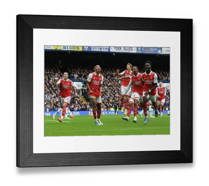 Framed Print : Arsenal Celebrate Gabriel's Goal: Chelsea vs Arsenal, Premier League 2022-23 Framed Print : Arsenal Celebrate Gabriel's Goal: Chelsea vs Arsenal, Premier League 2022-23