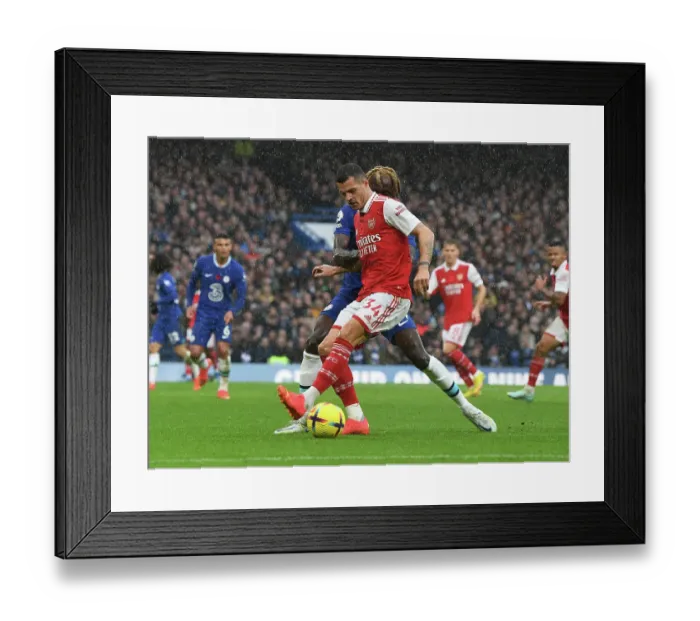 Framed Print : Granit Xhaka in Action: Chelsea vs. Arsenal, Premier League 2022-23