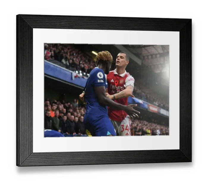 Framed Print : Clash of Titans: Xhaka vs Chalobah - Chelsea vs Arsenal, Premier League 2022-23