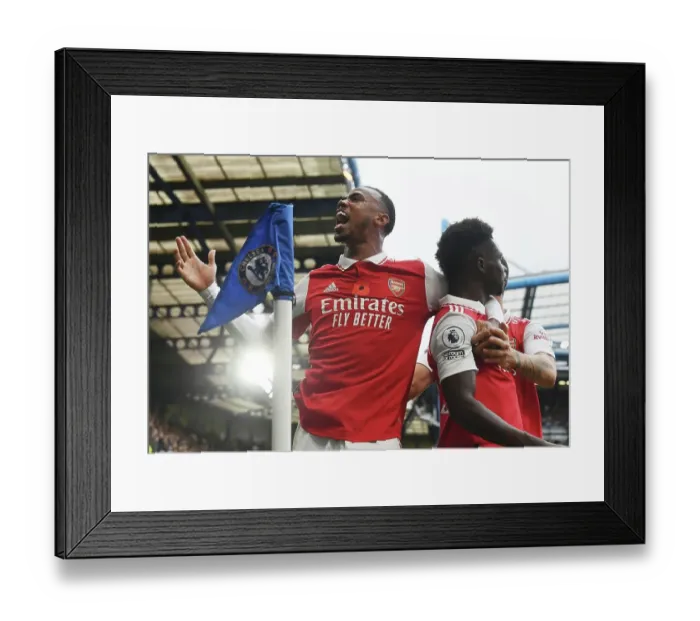 Framed Print : Arsenal's Gabriel and Saka: Thrilling Goal Celebration vs. Chelsea (2022-23) Framed Print : Arsenal's Gabriel and Saka: Thrilling Goal Celebration vs. Chelsea (2022-23)