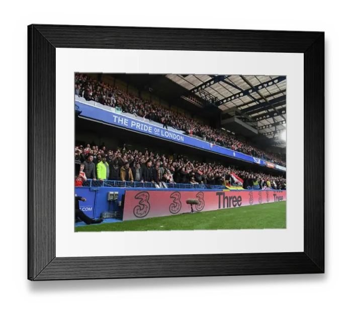 Framed Print : Arsenal Fans at Chelsea's Stamford Bridge during the 2022-23 Premier League Match