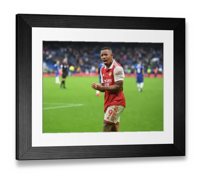Framed Print : Gabriel Jesus Celebrates Arsenal's Victory over Chelsea in the 2022-23 Premier League Framed Print : Gabriel Jesus Celebrates Arsenal's Victory over Chelsea in the 2022-23 Premier League