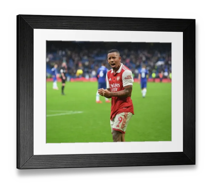 Framed Print : Gabriel Jesus Celebrates Arsenal's Win Over Chelsea in Premier League Showdown (2022-23)