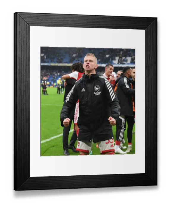 Framed Print : Zinchenko's Celebration: Arsenal's Triumph Over Chelsea in the 2022-23 Premier League