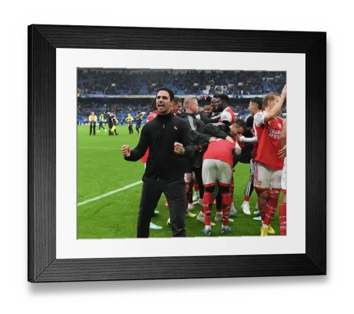Framed Print : Mikel Arteta Celebrates Arsenal's Win Against Chelsea in the Premier League, London 2022