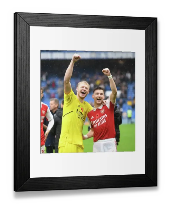 Framed Print : Arsenal's Glory at Stamford Bridge: Tierney and Ramsdale's Victory Celebration Framed Print : Arsenal's Glory at Stamford Bridge: Tierney and Ramsdale's Victory Celebration