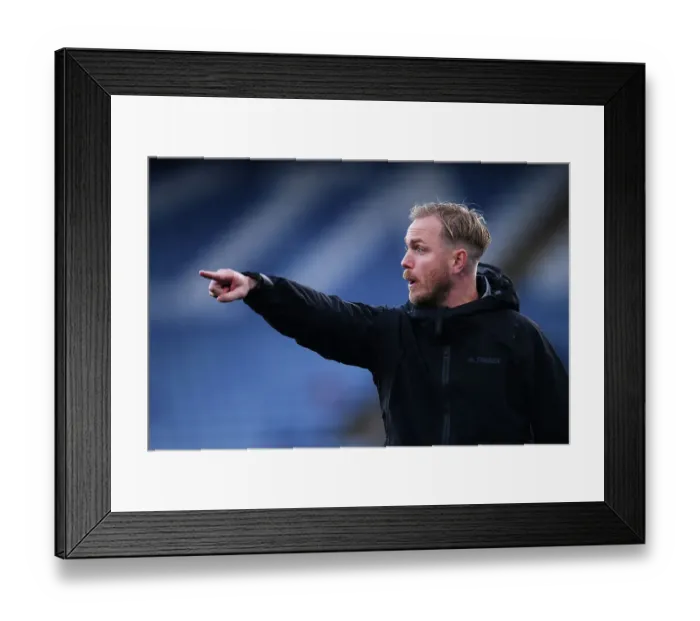 Framed Print : Arsenal Women vs Leicester City: Jonas Eidevall Gives Instructions in Barclays FA WSL Clash