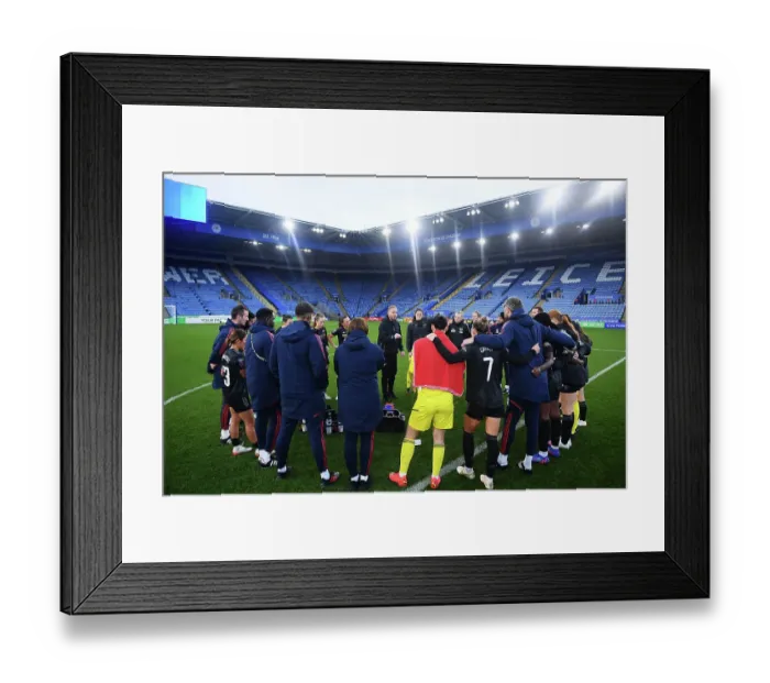 Framed Print : Arsenal Women's FA WSL Victory: Jonas Eidevall's Team Celebrates Triumph Over Leicester City